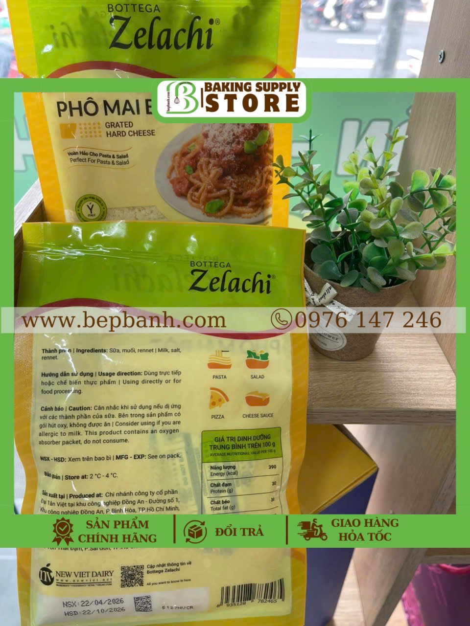 Phô mai bột Parmesan Fromagio Zelachi 100gr