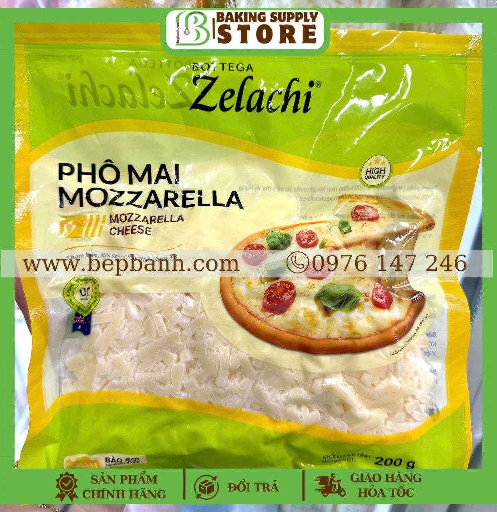 Phô mai mozzarella Zelachi 200gr - Bào 