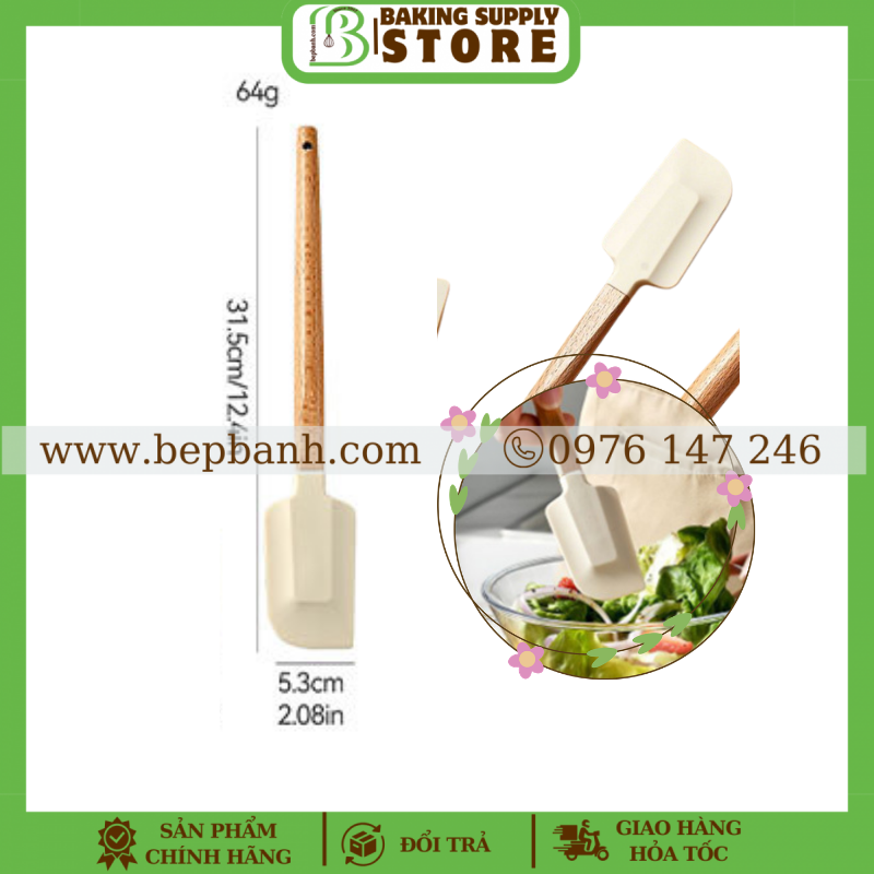 Vét spatula cán gỗ 31cm