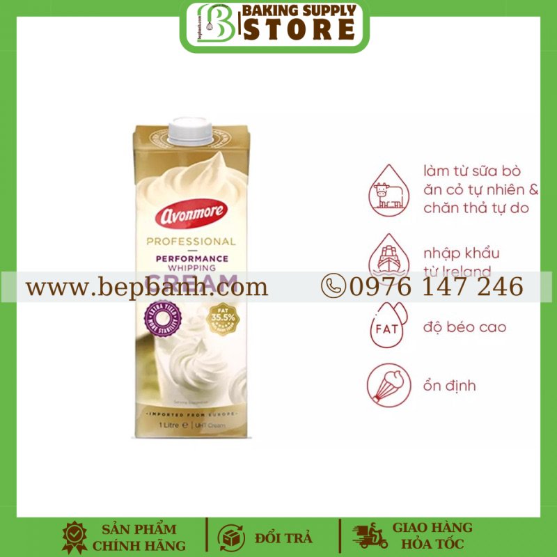 Kem tươi Whipping cream Avonmore 1L