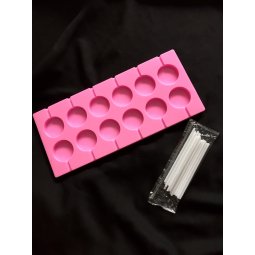 Khuôn silicon 12 kẹo que lollipop tròn