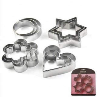 Bộ 12 khuôn inox tròn sao tim hoa