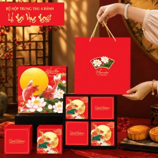Hộp giấy trung thu 4 bánh >200gr (4HC) - Lý Ngư