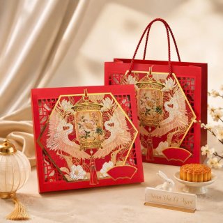 Hộp giấy trung thu 4HC ko túi - Hạc Hoa Đăng