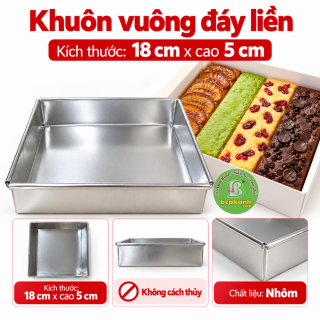 Khuôn vuông đáy liền cao 5cm - 18cm